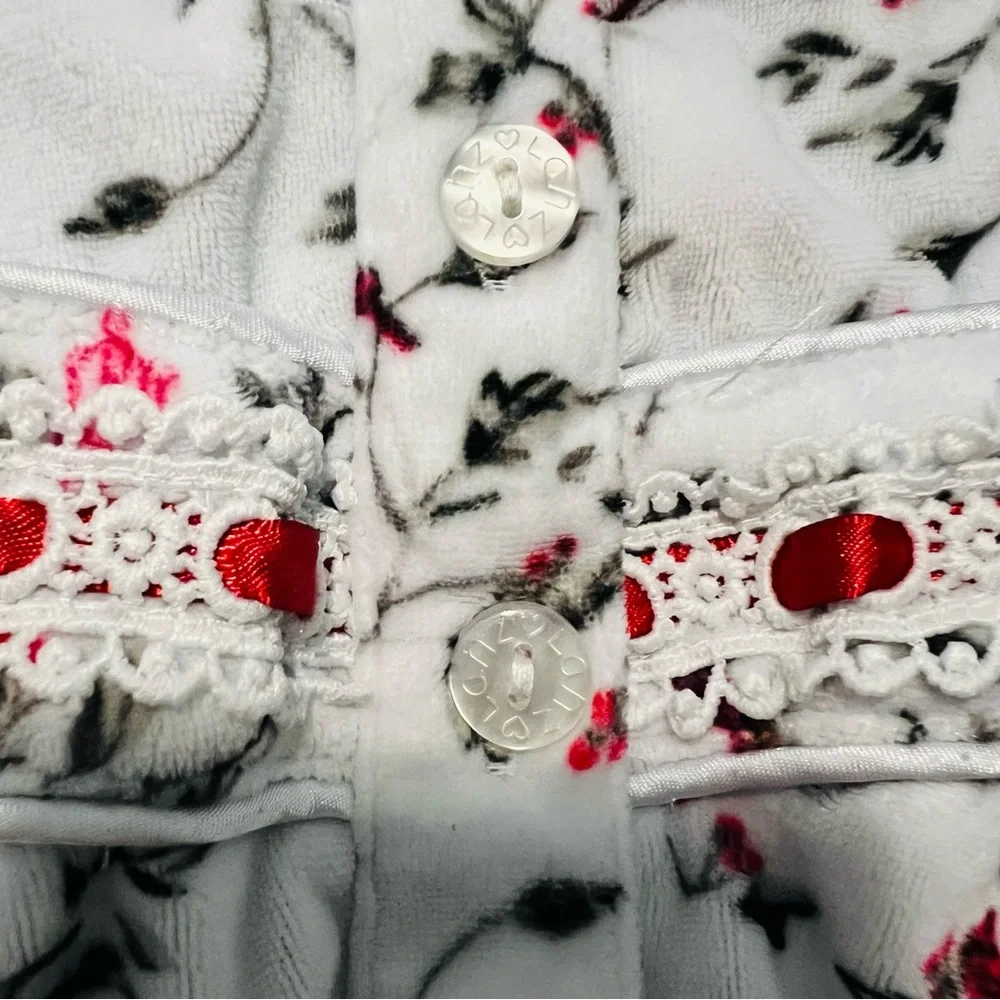 Lanz of Salzburg Long Sleeve Cardinal Print Fleece Nightgown 3X - Picture 4 of 7